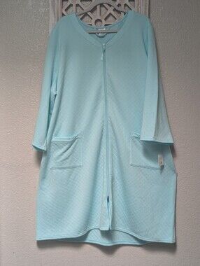 NWT Croft & Barrow Intimates House Dress Full Zip Womens 2X Mint Green Cozy Soft